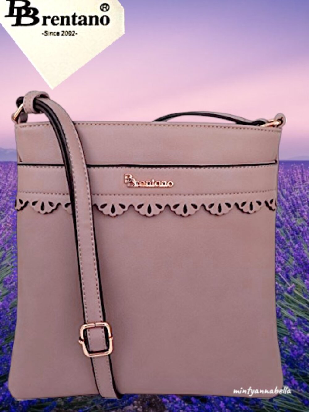 B BRENTANO Scalloped Trim Crossbody Bag